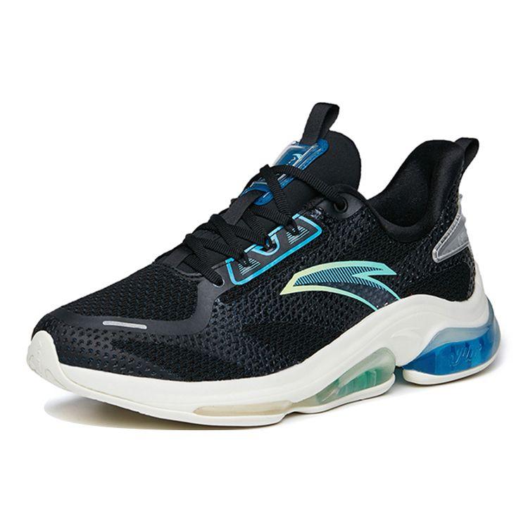 Anta Elastic Gel Shock Absorption Low Top Running Shoes Men sneakers Black Blue 112215501-4
