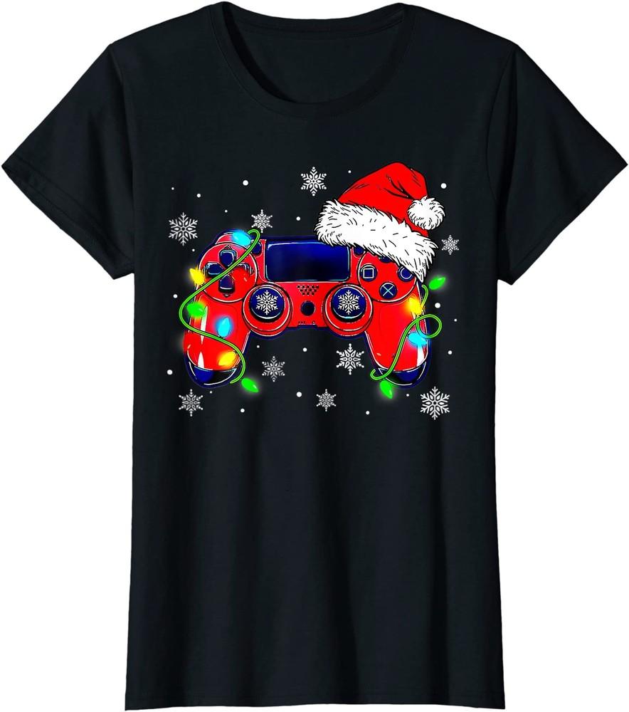 

Video Game Controller Christmas Santa Hat Gamer Ladies Crewneck T-Shirt Unisex T-Shirt XL