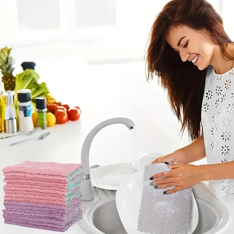 high quality30pcs Microfiber Cleaning Cloths - Dual-Sided Soft Non-Abrasive Pastel Pink, Mint Green, Lavender & Gray Rags - Reusable Multi-Purpose