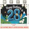 Party Backdrop Happy Birthday Birthday Floral Blue 28Th Photo Booth Background Front Door Decor