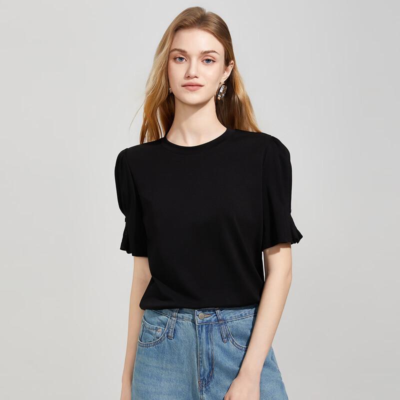 

Women s Bubble Sleeve Round Neck T-shirt M