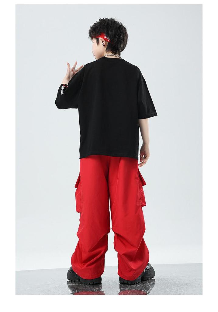Kids' Hip Hop Dance Outfit: Boys' Trendy Set & Girls' Crop Top with Cargo Pants - Summer Jazz Performance Wear