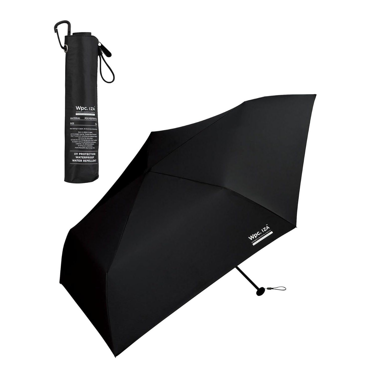 

Wpc. IZA Mens All-Weather Umbrella Lightweight Slim BLACK 100 Light Blocking Rate UV Cut UPF 50+ Heat Shielding Sun EZA Folding 190g Stylish Plain