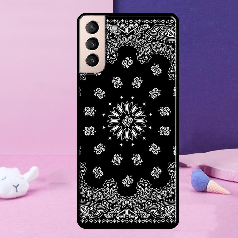 

Black Bandana Paisley Phone Case For Samsung Galaxy S25 Ultra S24 Ultra S9 S10 S20 S21 S22 Plus S23 S24 FE Cover Galaxy S21