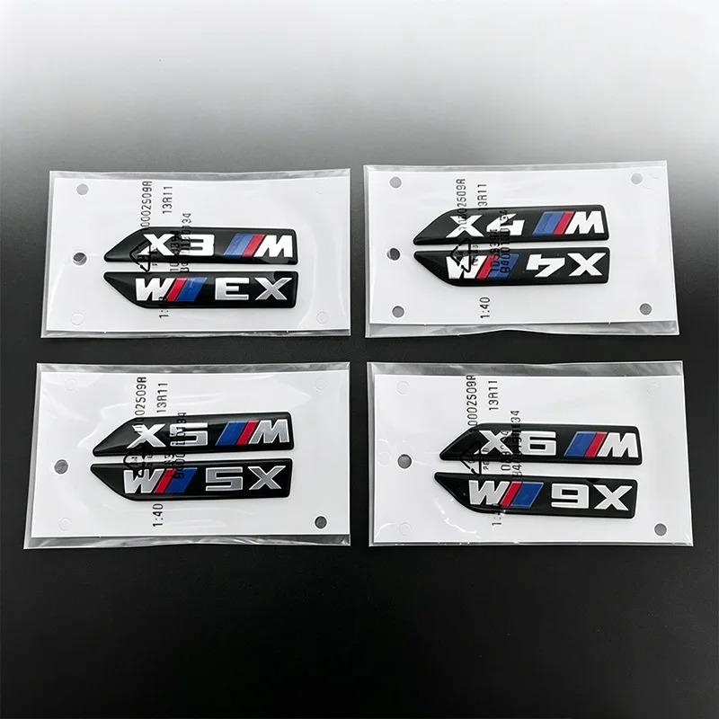 2Pcs 6.8cm for BMW M Power X1 X2 X3 X4 X5 X6  Car Fender Side Badge Emblem Black Sticker Logo Styling Decor Glossy Accessories msjk68