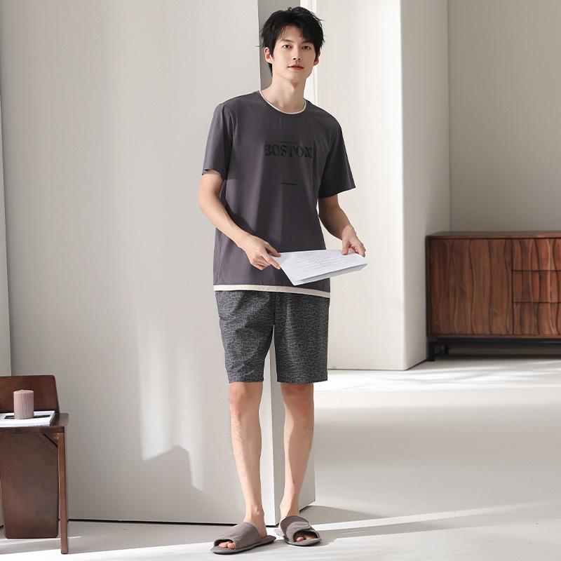 Men's Pajamas Summer Cool Modal Thin Short-sleeved Shorts 1011 New Soft Loungewear Set