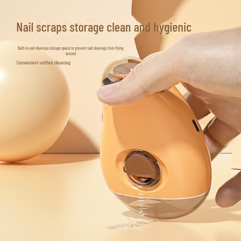 Mango-Shaped 2-in-1 Electric Nail Trimmer: Portable, Rechargeable, Splash-Proof & Pinch-Proof Clippers for Kids