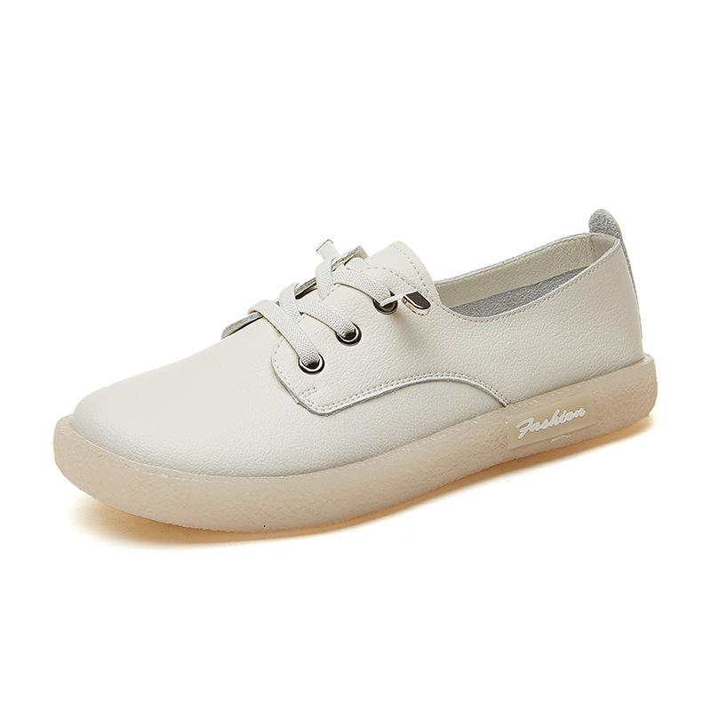 Soft-soled single shoes women's Mori women's leather little white shoes lazy casual nurse shoes pregnant women flat bottom shallow mouth large siz