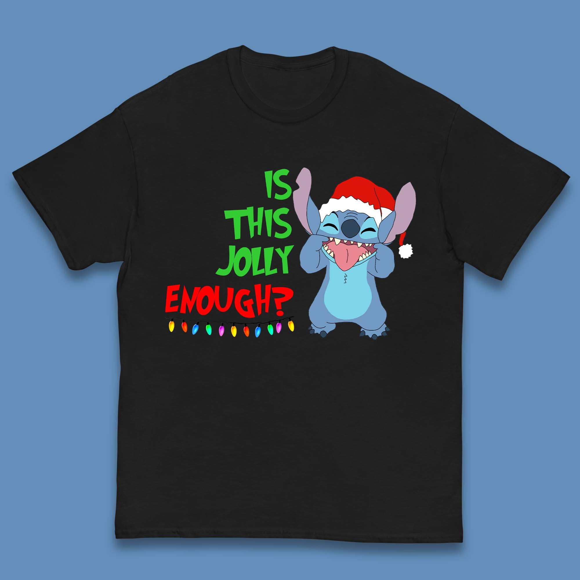 Jolly Enough Stitch Christmas Kids T-Shirt 160