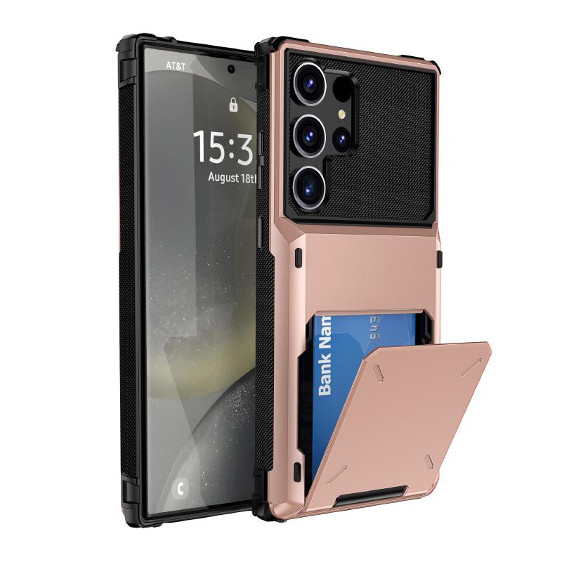 180°Flip Wallet Card Slot Hard PC+Soft TPU Phone Case For Samsung S25 Ultra Edge S23 S20 S21 S22 S24 Ultra Plus FE Bumper Cover