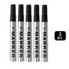 5Pcs Permanent Paint Marker Pen 2Mm Waterproof Black Pen For Tyre Oily Markers Quick Drying Signature Pen Stationery Supplies