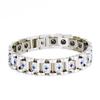 Stainless Steel Magnetic Bracelet With Crystal Floral Design Women Men Fashionable Geometric Style Jewelry