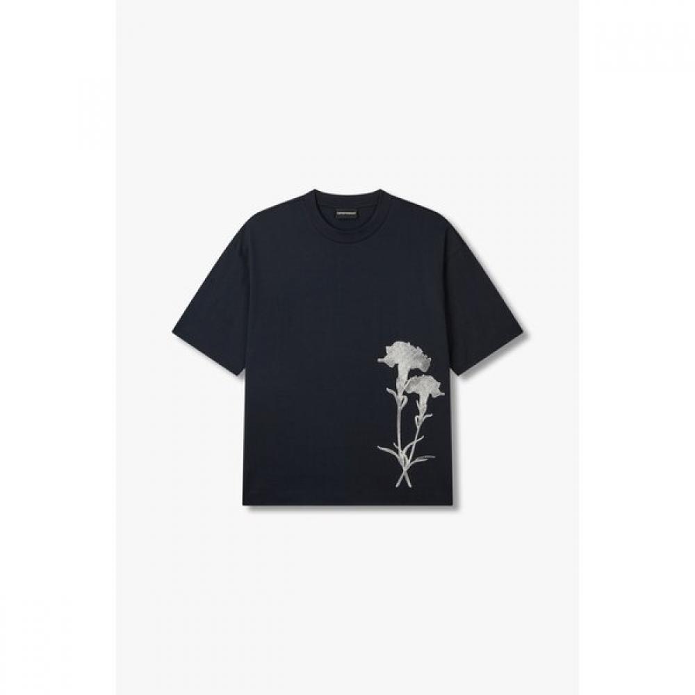 Emporio Armani Men S Color Block Floral Embroidery CoTTon T ShirT A515126036 M