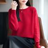A New Type of Thick, Non-pilling Knitted Base Layer with A Round-neck, Slanted Square Inner Layer Sweater for Women
