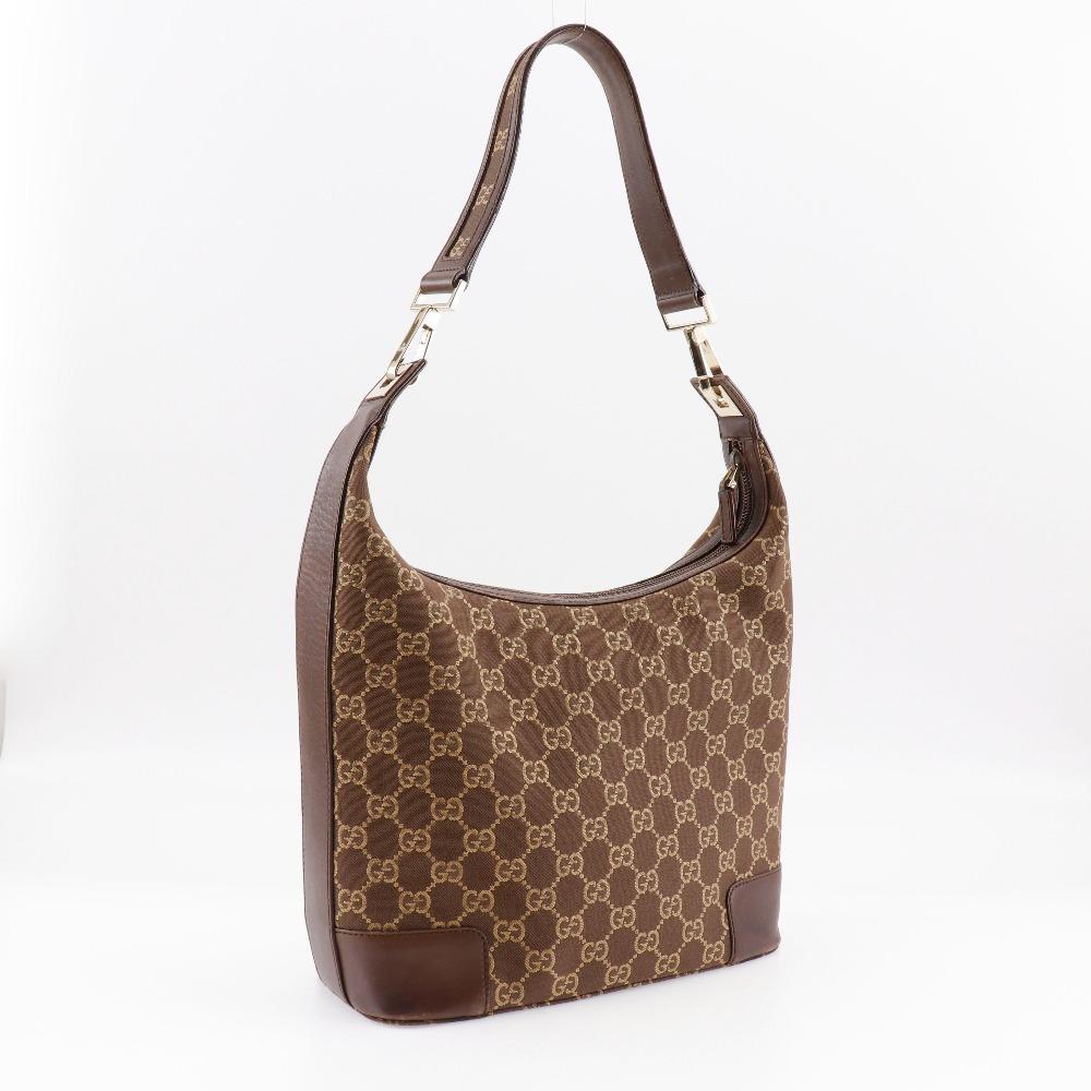 GUCCI One Belt Shoulder Bag 001.4204 Brown GG canvas Women Used