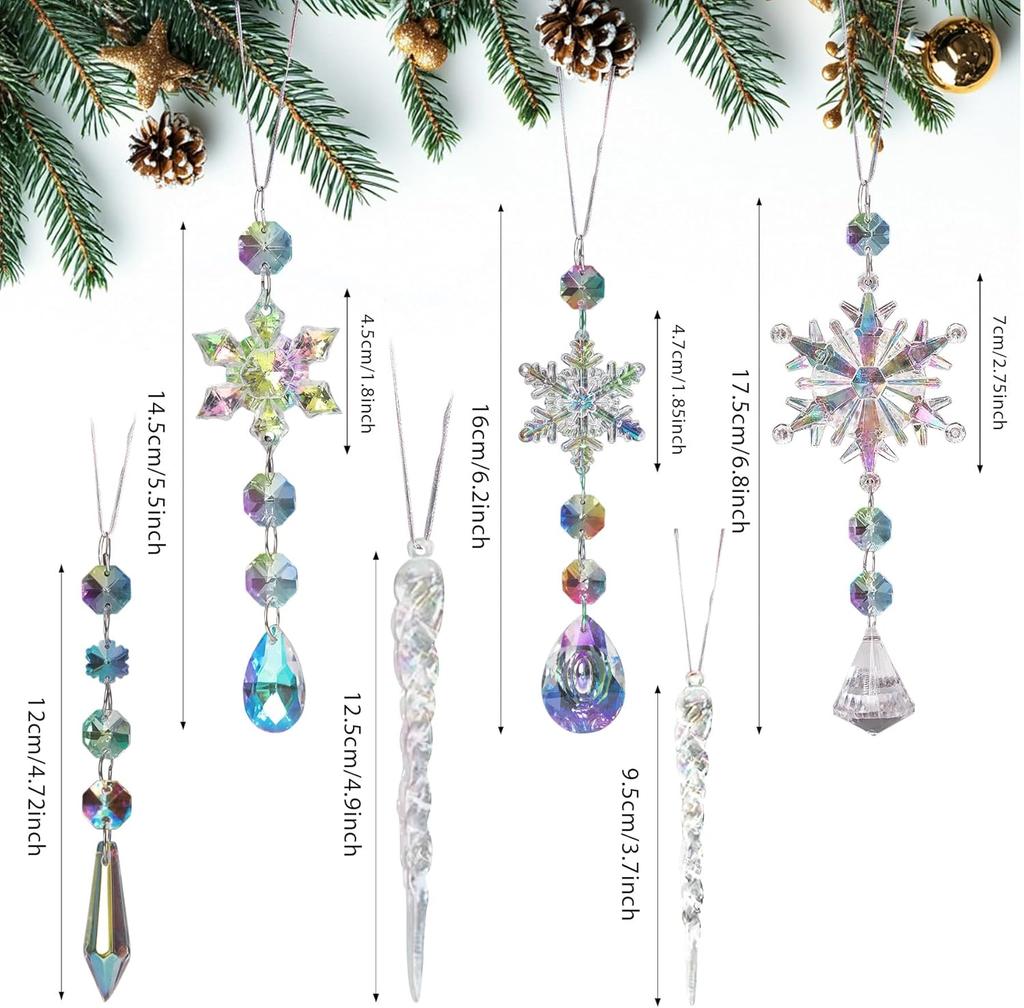 Christmas Tree Ornaments Snowflake Pendant Acrylic Crystal Ice Pick Decor for Hanging Crystal Ball Christmas Decoration
