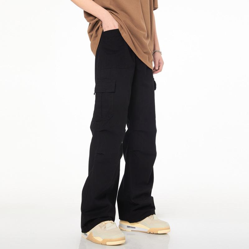 American Spring and Autumn Premium Folded Overalls Men's Guochao Straight Loose Tooling Casual Long Pants