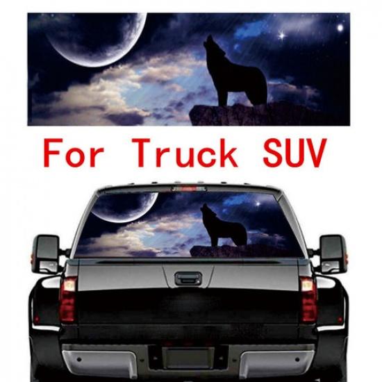 

Starry Sky & Wolf Rear Window Side Tint Graphic Decal Wrap Back For Truck SUV
