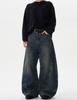 American Retro Washed Distressed Wide-Leg Jeans - Unisex Casual Trend