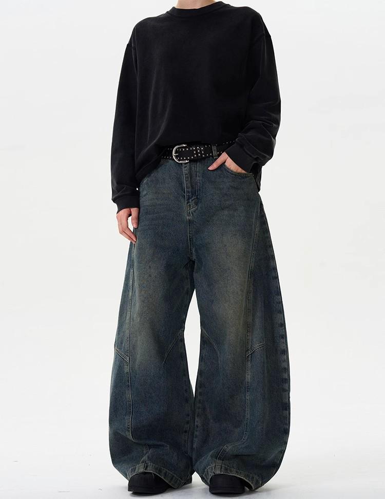 American Retro Washed Distressed Wide-Leg Jeans - Unisex Casual Trend