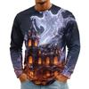 Men's Halloween Printed Crewneck Long Sleeve Top Casual Loose Fit