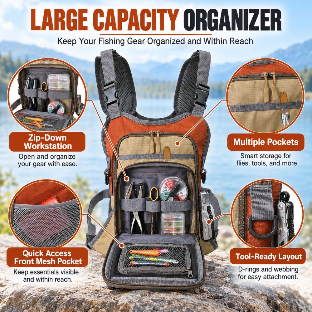Lightweight Fly Fishing Chest Pack Wear Resistant Fishing Gear Organizer  Outdoor Angling