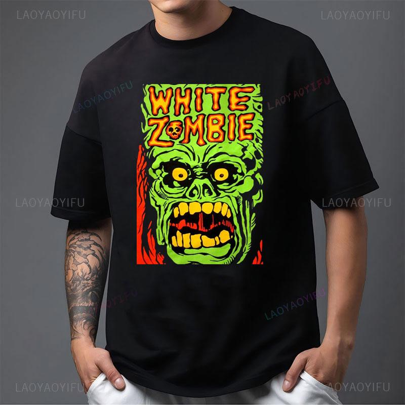 

New Style Rob Zombie Shirt Retro Style Horror Classic Gothic Cotton Y2k Clothes Heavy Metal Music Fans Ropa Hombre Print Tee 5XL різнокольоровий