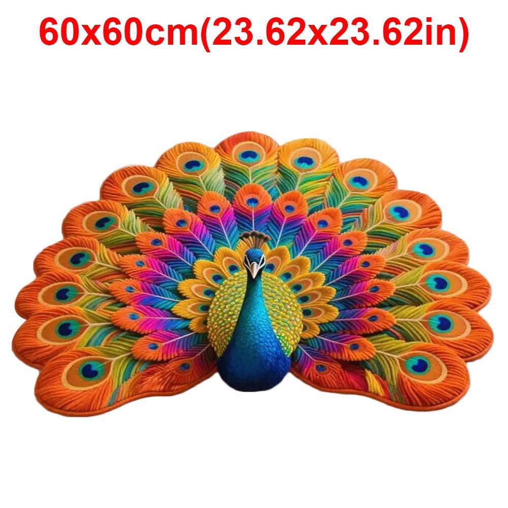 Non-slip Peacock Mat Special-shaped Bathroom Floor Mat for Living Room Tea Table Bedside