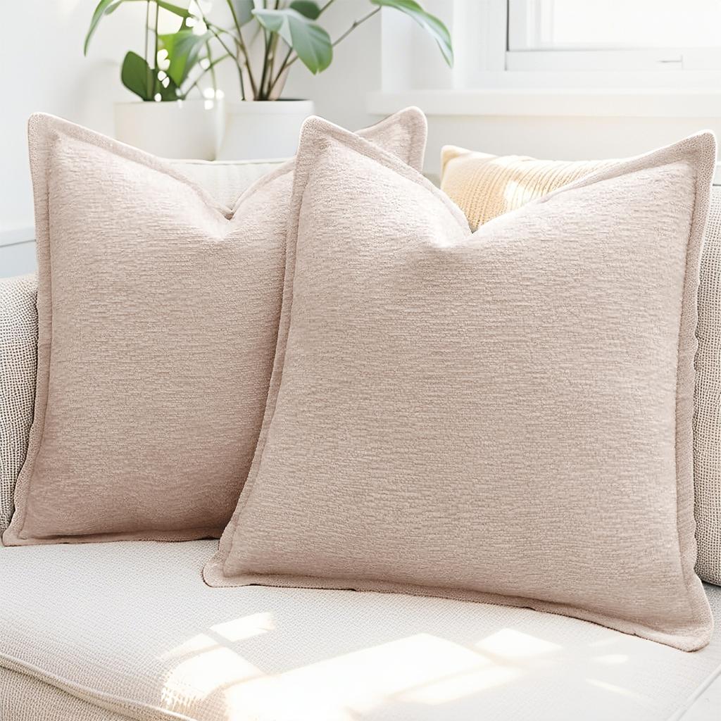 Simple Ins Nordic Solid Color Chenille Press-side Pillow Case Model Room Sofa Decoration Cushion Large Backrest