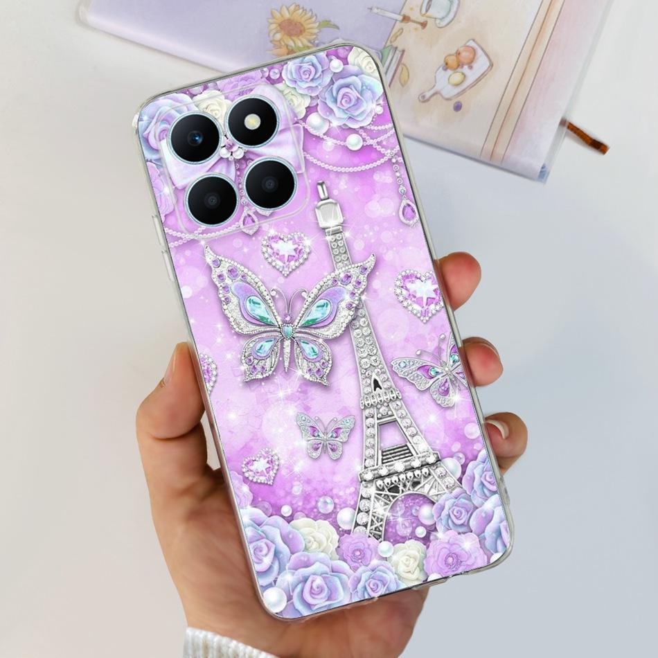Pro Honor X6a Pouzdro na telefon HonorX6a X 6A 4G WDY-LX1 Roztomilý Motýl Květina Malované Měkký Silikon TPU Zadní Kryt Bumper
