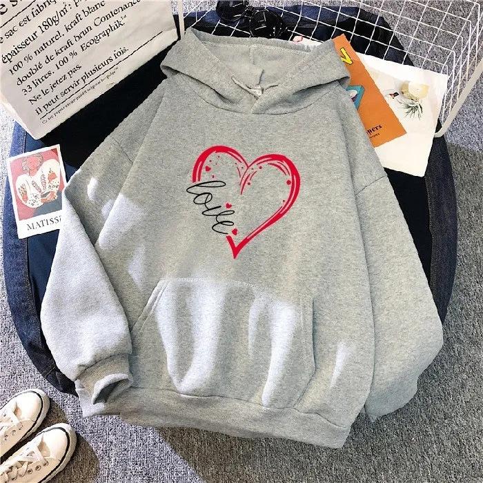 Women Korean Oversized Hoodie  Autumn and Winter New Ladies Loose Fitting Hooded Trend Student Letter Print Sweatshirt