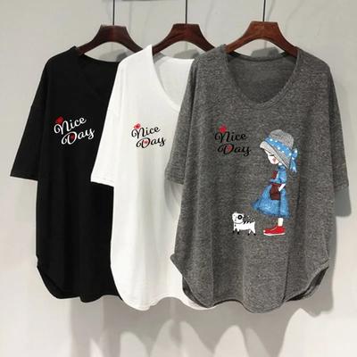 Übergröße 4XL 150kg Sommer Basic Weiches T-Shirt für Damen Täglich Lässig O-Ausschnitt Locker Süße Tops T-Shirts