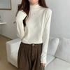 Super Girly Korean Semi-High Neck Sweater - Stylish, Soft, Long-Sleeved Top