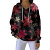 Women's Loose Comfortable Casual Fashion V-Neck Christmas Print Long Sleeve Hoodie