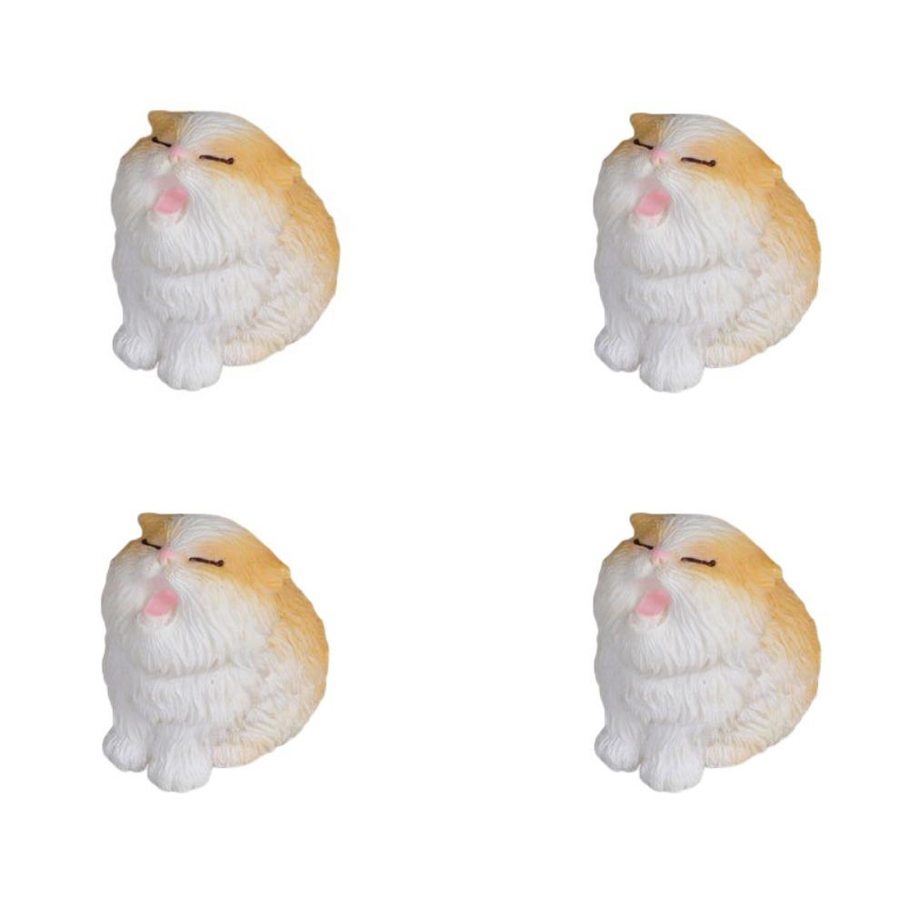 4Pcs/se Handicraft Cat Sculpture DIY Animal Statue Creative Simulation Kitten Ornaments  Desktop