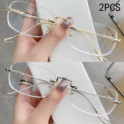2PCS Frameless Anti-blue Light Progressive Glasses For Men Of High Quality For Middle-aged And Elderly People 3303