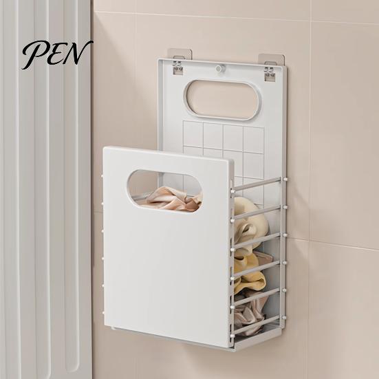 Space Saving Storage Bin Wall Mounted Laundry Hamper, Breathable Large Capacity Container, Foldable Clothes Basket Basket, for Bathroom And