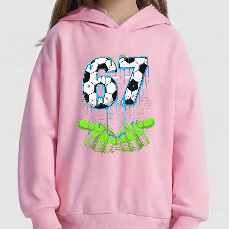 Kids Clothes Funny 6 7 Memes Football Hooded Shirt Six Seven Football Printed Trendy Funny Hoodies
