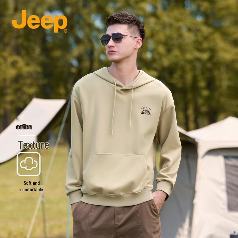 Jeep Men s Basic Hooded Pullover Sweatshirt 2XL хаки