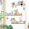 Cat Plant Frame Wall Sticker Background Sticker Decorative Self-adhesive Paper Green Plant Wall Sticker Wall Sticker
