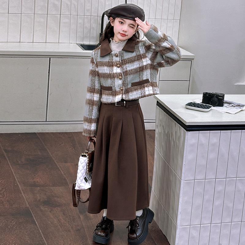 Girls' High-End Midi Skirt Set - Autumn/Winter 2025 Fashion
