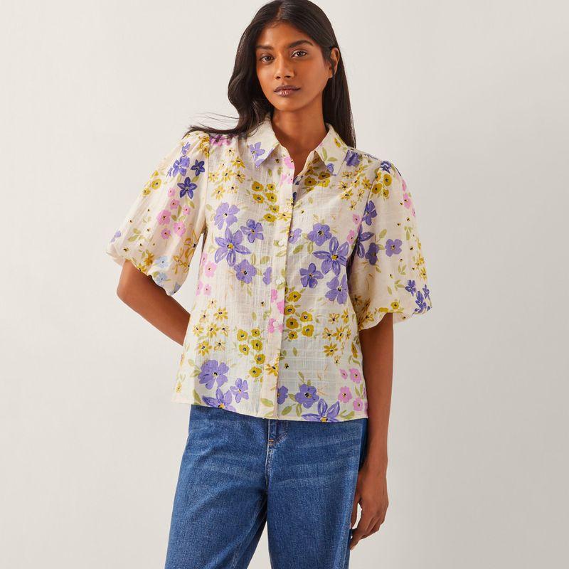 Foreign Trade Original Order Good Quality Tencel Blended Pastoral Young Adult Series Short Sleeve Shirt