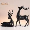 2 Pcs Tabletop Reindeer Ornament Resin Elk Figurines Standing Deer And Lying Deer Sculpture for Home Office Desk Decor