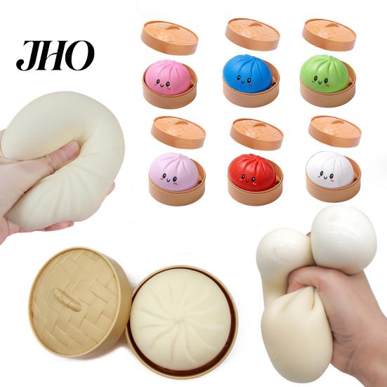 TPR Steamed Bun Toy Stress Relief with Steamer Simulation Stuffed Food Reliever Squeeze Sensory Soft Chinese Fidget