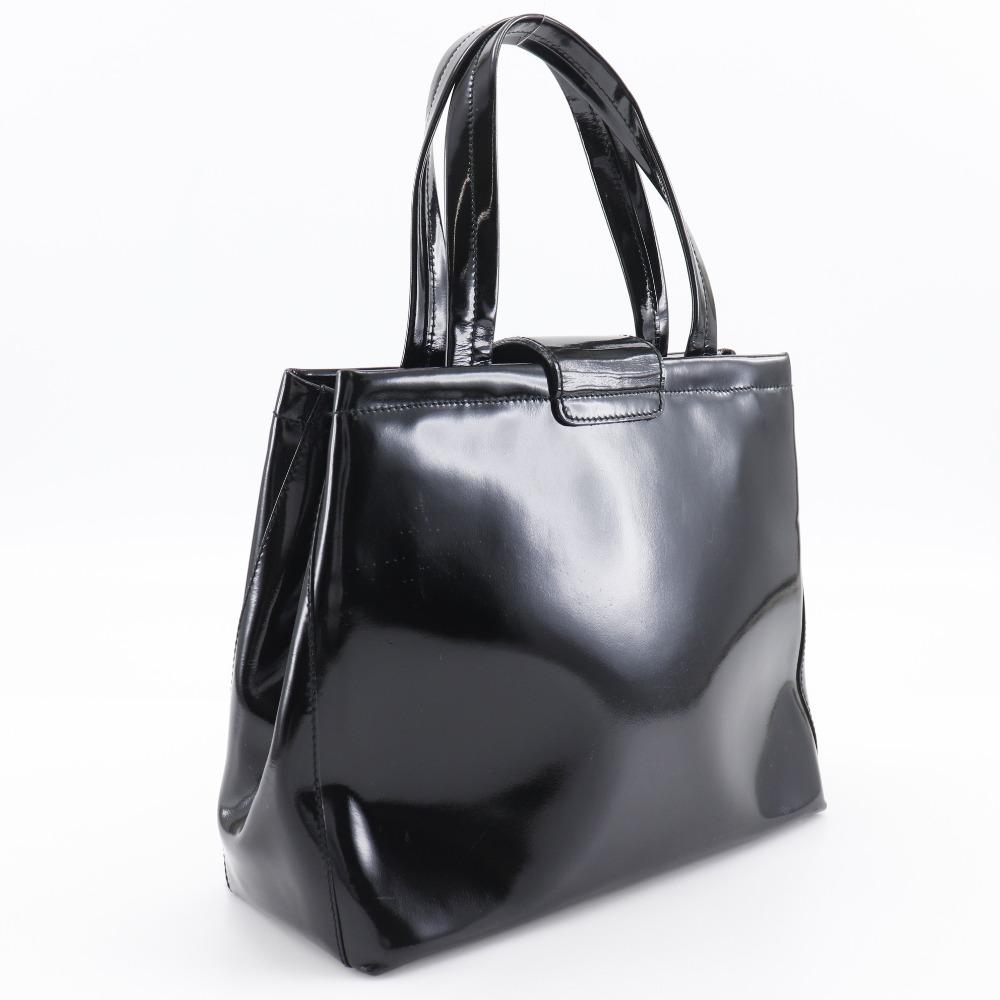 Salvatore Ferragamo Vala Handbag Black Patent Leather Women Used