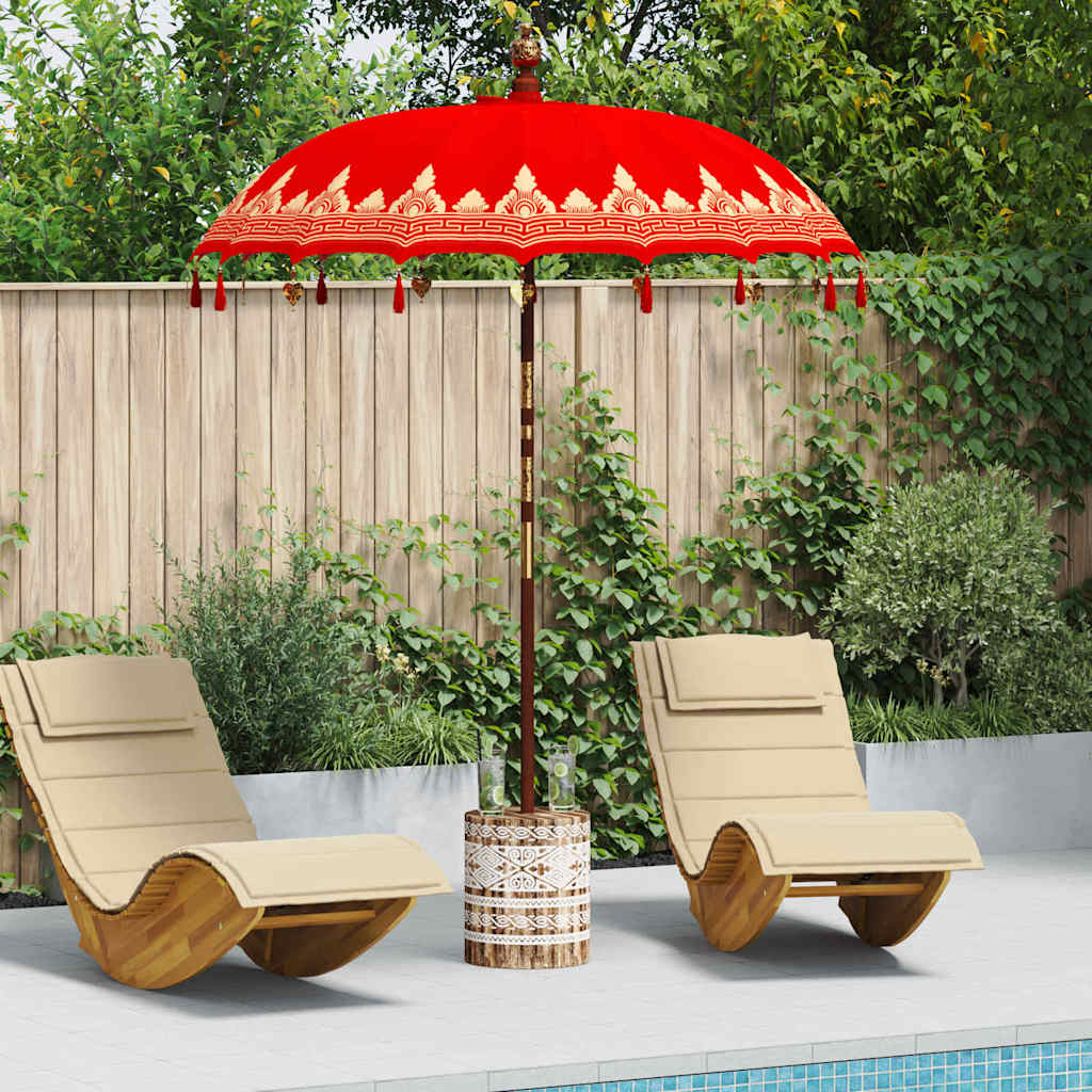 Balinese Sun Umbrella with Base Red 185 X 185 X 260 Cm