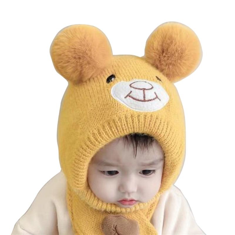 Niedliche Bären Strickmütze für Kleinkinder Jungen Mädchen Warme Beanie Mütze Entzückende Winter Kopfbedeckung Weiche Babymütze Duschgeschenk für Babys
