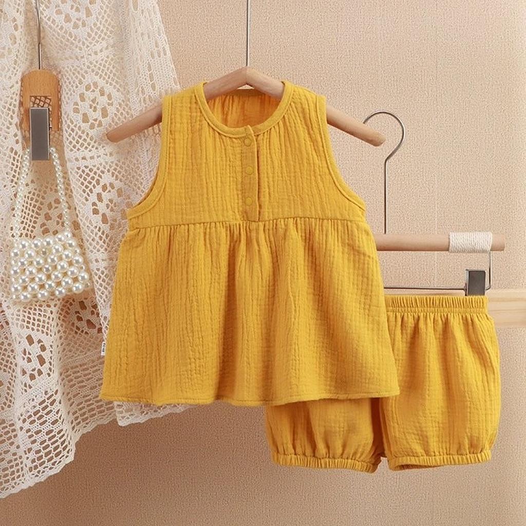Kinder 2-teiliges ärmelloses Oberteil & Shorts - Doppellagiger Pyjama
