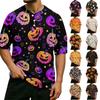 Men's Casual Waffle Knit Raglan Sleeve Short Sleeve Shirt Halloween Pumpkin Print Lightweight Breathable Top for Everyday Wear