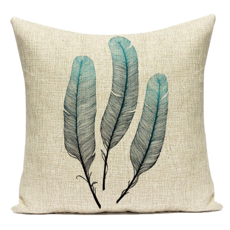 Country Style Cushions Cover Bird Feather Throw Pillow Case Home Decorative Sofa Bed Car Polyester Pillow Cover